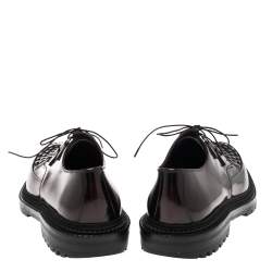 Pre Owned حذاء ديربي بربري كريبرز جلد عنابي مغزول برباط مقاس 44