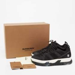 Burberry Black Leather And Mesh Lace Up Sneakers Size 43