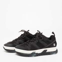 Burberry Black Leather And Mesh Lace Up Sneakers Size 43