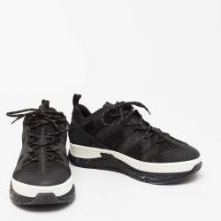 Burberry Black Leather And Mesh Lace Up Sneakers Size 43