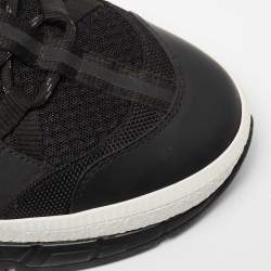 Burberry Black Leather And Mesh Lace Up Sneakers Size 43