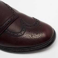 Burberry Burgundy Brogue Leather Delmar Asymmetric Monk Derby Size 41