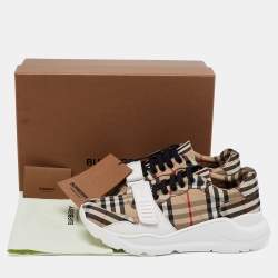 Burberry Multicolor Check Canvas Regis Chunky Sneakers Size 42