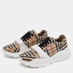 Burberry Multicolor Check Canvas Regis Chunky Sneakers Size 42