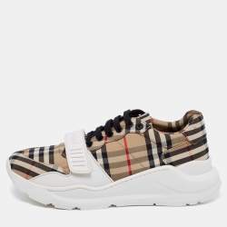 Burberry Multicolor Check Canvas Regis Chunky Sneakers Size 42