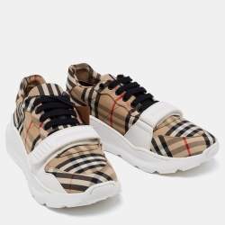 Burberry Multicolor Check Canvas Regis Chunky Sneakers Size 42