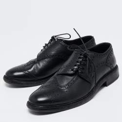 Pre Owned Burberry Black Brogue Leather Rayford Derby Size 43