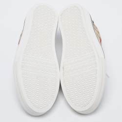 Burberry Beige/Black House Check Fabric and Suede Low-Top Sneakers Size 40.5