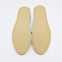 Pre Owned Burberry White Leather Perforated Leather Bert Low Top Sneakers Size 40