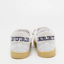 Pre Owned Burberry White Leather Perforated Leather Bert Low Top Sneakers Size 40