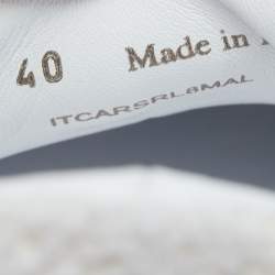 Pre Owned Burberry White Leather Perforated Leather Bert Low Top Sneakers Size 40