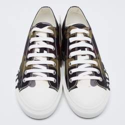 Burberry Green Camo Print Canvas Larkhall Low Top Sneakers Size 45