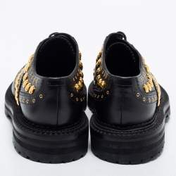 مملوكة مسبقًا Burberry Black Leather Deardown Studded Oxfords Size 41