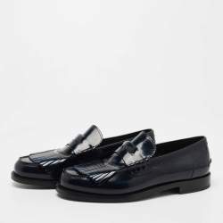 Burberry Two Tone Leather Bedmoore Fringe Loafers Size 44