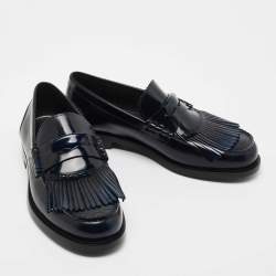 Burberry Two Tone Leather Bedmoore Fringe Loafers Size 44
