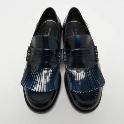 مملوكة مسبقًا Burberry Two Tone Leather Bedmoore Fringe Loafers Size 45
