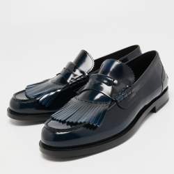 مملوكة مسبقًا Burberry Two Tone Leather Bedmoore Fringe Loafers Size 45