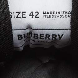 Pre Owned Burberry Black Mesh and Leather Ramsey Check Low Top Sneakers Size 42 