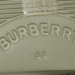 Burberry Green MGCheck Rubber Furley Flat Slides Size 44 