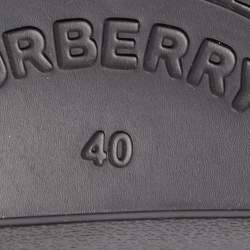 Burberry Black Perforated Leather Furley Flat Slides Size 40
