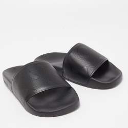 Burberry Black Perforated Leather Furley Flat Slides Size 40
