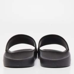 Burberry Black Perforated Leather Furley Flat Slides Size 40
