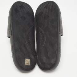 Pre Owned Burberry Black Perforated Leather Furley Flat Slides Size 46