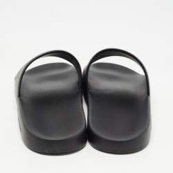 Pre Owned Burberry Black Perforated Leather Furley Flat Slides Size 46