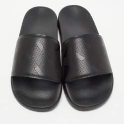 Pre Owned Burberry Black Perforated Leather Furley Flat Slides Size 46