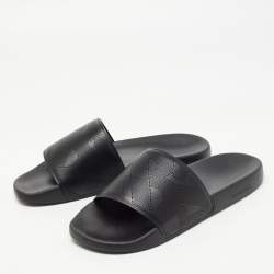 Pre Owned Burberry Black Perforated Leather Furley Flat Slides Size 46