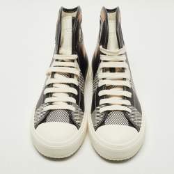 Pre Owned Burberry Tricolor Leather Larkhall High Top Sneakers Size 42.5
