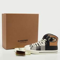 Pre Owned Burberry Tricolor Leather Larkhall High Top Sneakers Size 42.5