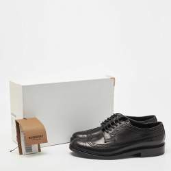 Pre Owned Burberry Black Brogue Leather Lace Up Derby Size 43