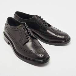 Pre Owned Burberry Black Brogue Leather Lace Up Derby Size 43