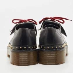 Pre Owned Burberry Black/Burgundy Brogue Leather Bissett Fringe Detail Lace Up Platform Derby Size 40