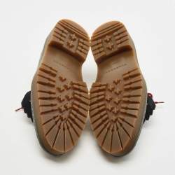 Pre Owned Burberry Black/Burgundy Brogue Leather Bissett Fringe Detail Lace Up Platform Derby Size 40