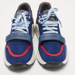 Pre Owned Burberry Blue Suede Ramsey Low Top Sneakers Size 45