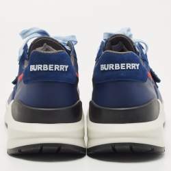 Pre Owned Burberry Blue Suede Ramsey Low Top Sneakers Size 45