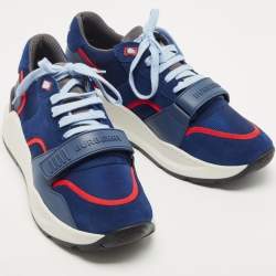 Pre Owned Burberry Blue Suede Ramsey Bicolor Low Top Sneakers Size 46