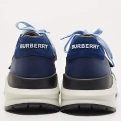 Pre Owned Burberry Blue Suede Ramsey Bicolor Low Top Sneakers Size 46
