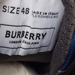 Pre Owned Burberry Blue Suede Ramsey Bicolor Low Top Sneakers Size 46