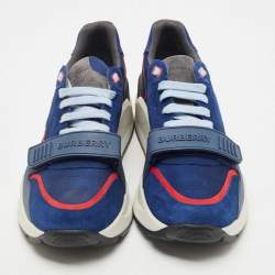 Pre Owned Burberry Blue Suede Panelled Sneakers Size 44 
