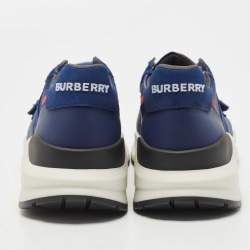 Pre Owned Burberry Blue Suede Panelled Sneakers Size 44 