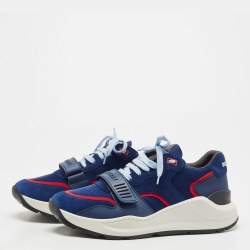 Pre Owned Burberry Blue Suede and Leather Ramsey Low Top Sneakers Size 45