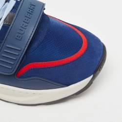 Pre Owned Burberry Blue Suede and Leather Ramsey Low Top Sneakers Size 45