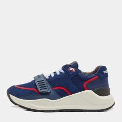 Pre Owned Burberry Blue Suede and Leather Ramsey Low Top Sneakers Size 41