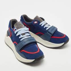 Pre Owned Burberry Blue Suede and Leather Ramsey Low Top Sneakers Size 41