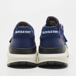 Pre Owned Burberry Blue Suede and Leather Ramsey Low Top Sneakers Size 41