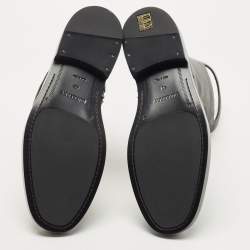 Pre Owned Burberry Black Leather Pocket Ankle Length Boots Size 43