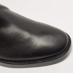 Pre Owned Burberry Black Leather Pocket Ankle Length Boots Size 43